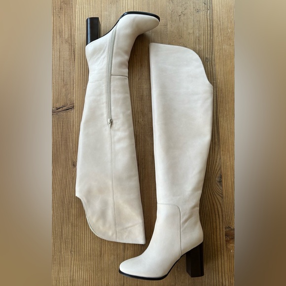 NIB Free People Jeffrey Campbell Ollie Over-the-Knee Boots in Light Grey Leather - Picture 3 of 16